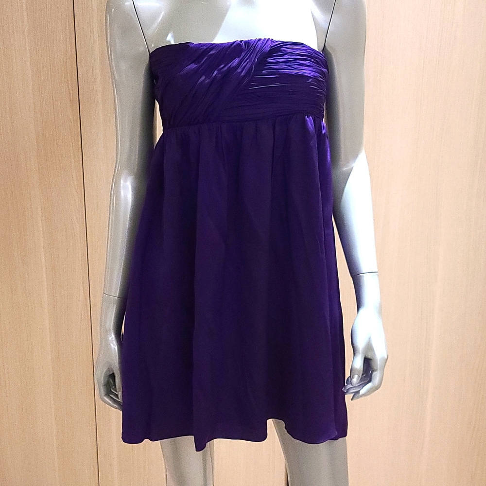 Alice and Olivia purple strapless silk dress NWT